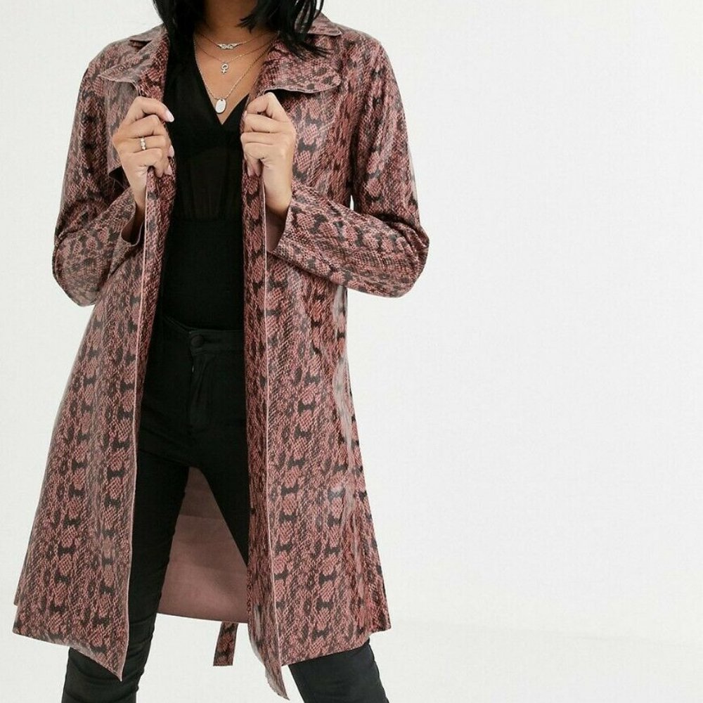 BLANK NYC Snake Python Trench Coat Faux Leather XS